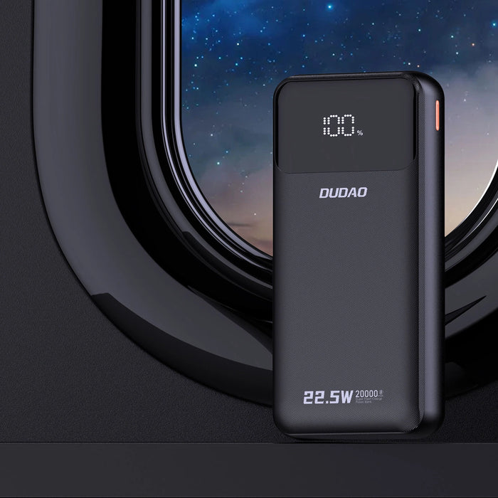 Dudao K15Pro Power Bank 20000mAh 22.5W PD USB-C / USB-A / Built-in Lightning and USB-C Cables - Black