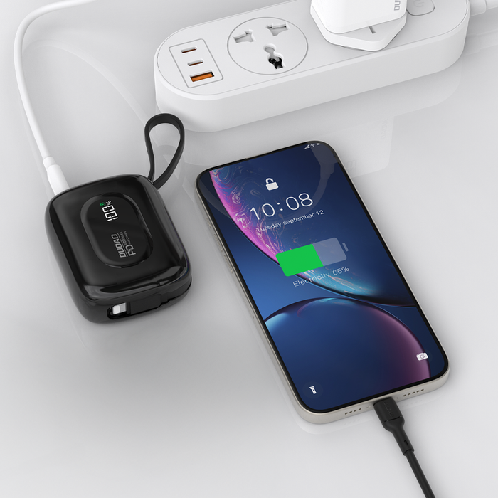 Dudao K32 Powerbank 22.5W 10000 mAh with Built-in USB-C/ Lightning Cable - Black