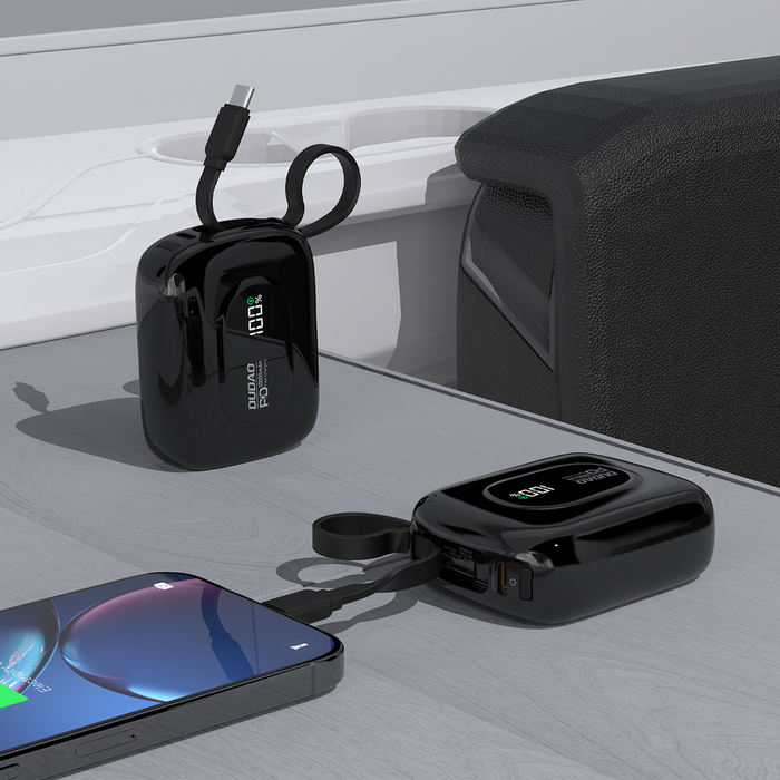 Dudao K32 Powerbank 22.5W 10000 mAh with Built-in USB-C/ Lightning Cable - Black