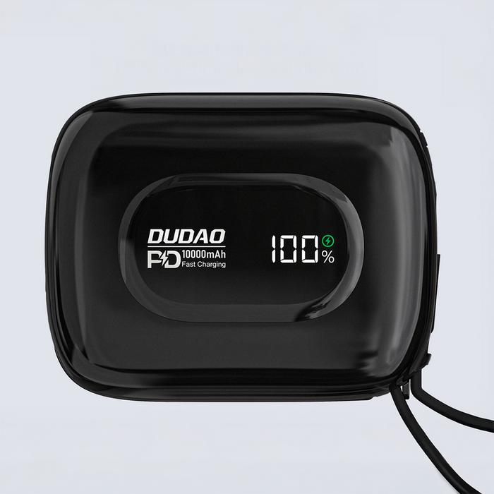 Dudao K32 Powerbank 22.5W 10000 mAh with Built-in USB-C/ Lightning Cable - Black