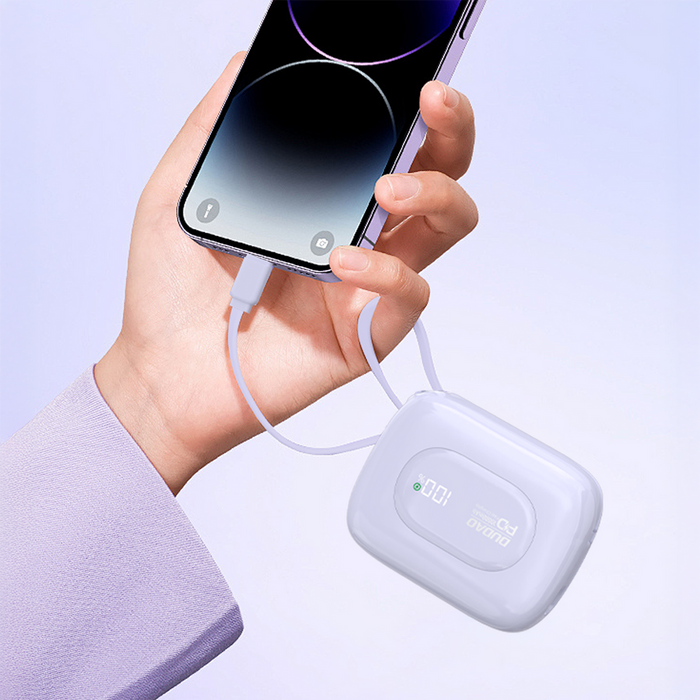 Dudao K32 22.5W 10000 mAh Powerbank with Built-in USB-C/ Lightning Cable - Purple