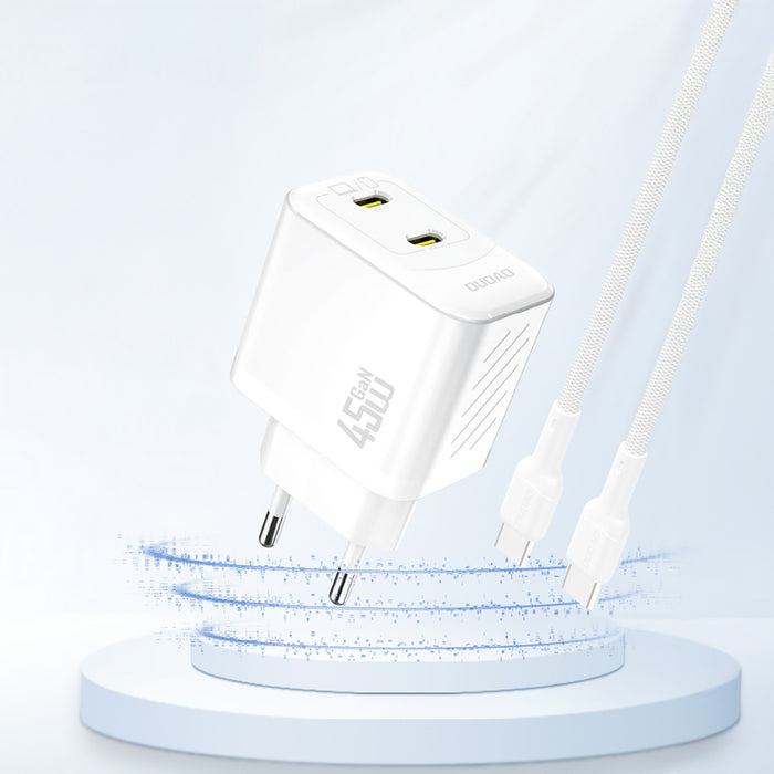 Dudao A28PEU PD 45W GaN 2xUSB-C Wall Charger - White