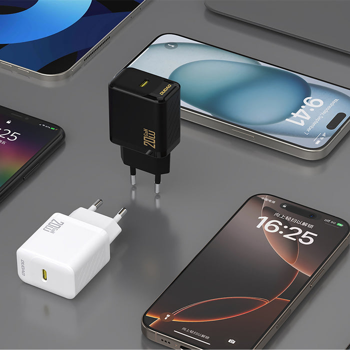 Dudao A26LEU PD 20W GaN USB-C Wall Charger with USB-C to Lightning Cable - Black