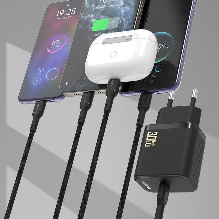 Dudao A27PCEU PD 30W GaN USB-C Wall Charger with USB-C Cable - White
