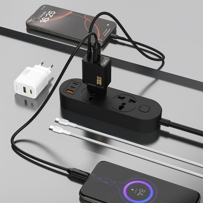 Dudao A27TEU PD 30W GaN USB-A USB-C Wall Charger - Black