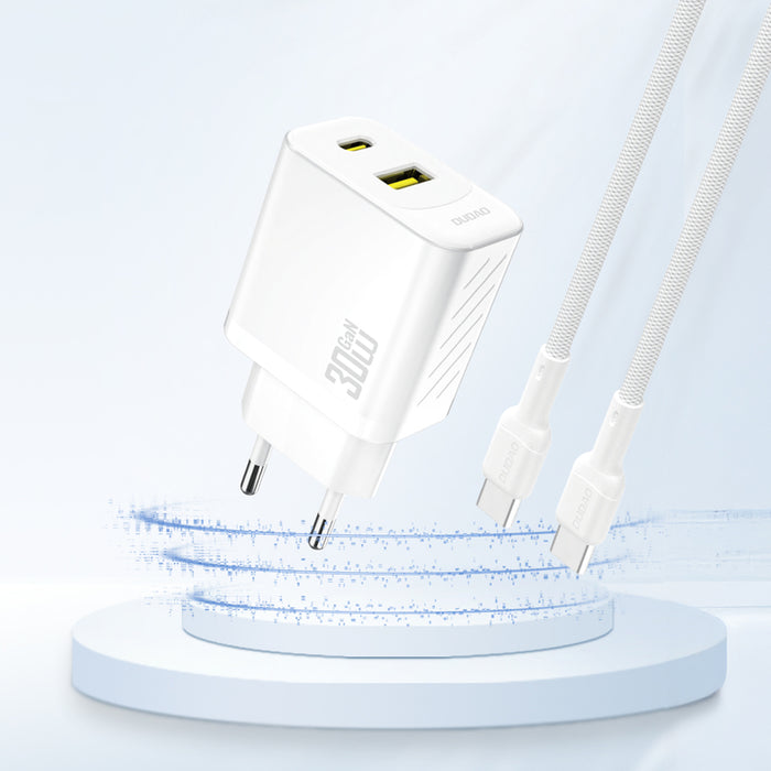 Dudao A27TEU PD 30W GaN USB-A USB-C Wall Charger - White