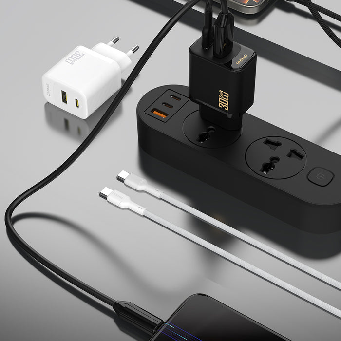 Dudao A27TCEU PD 30W GaN USB-A USB-C Wall Charger with USB-C Cable - Black