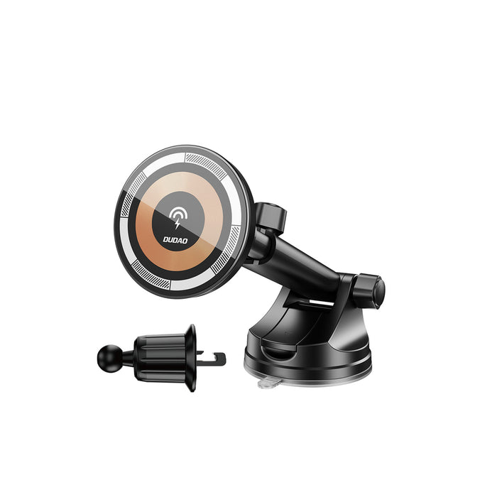 Dudao F12MAX+ Car Holder with 15W Wireless Charger, Compatible with Magsafe - Black