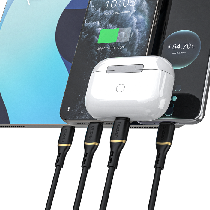 Dudao L25L 30W USB-A - Lightning Cable with Soft Silicone Braid Lightning 1m - Black