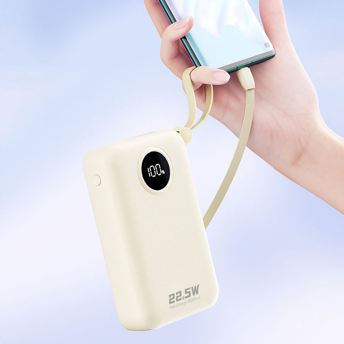 Dudao K14+ Powerbank 20000mAh 22.5W USB-C / USB-A / Built-in Lightning and USB-C Cables - White