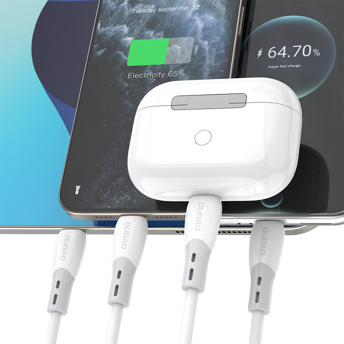 Dudao L25SC 60W USB-C - USB-C Cable with Soft Silicone Braid 2m - White