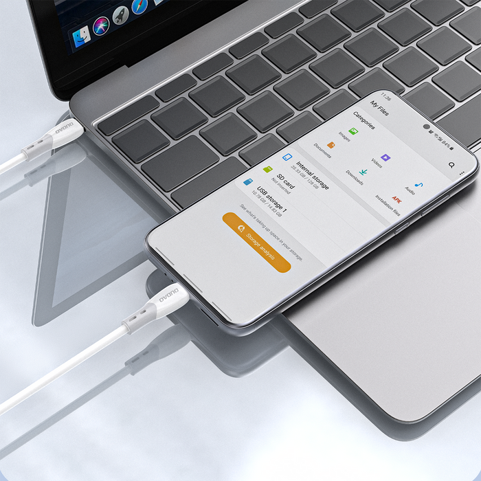 Dudao L25SC 60W USB-C - USB-C Cable with Soft Silicone Braid 2m - White