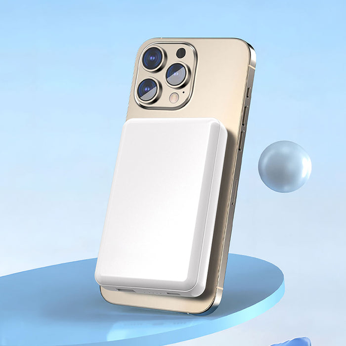 Dudao K14S Magnetic Power Bank 20W 5000mAh 1x USB-A 1x USB-C - White