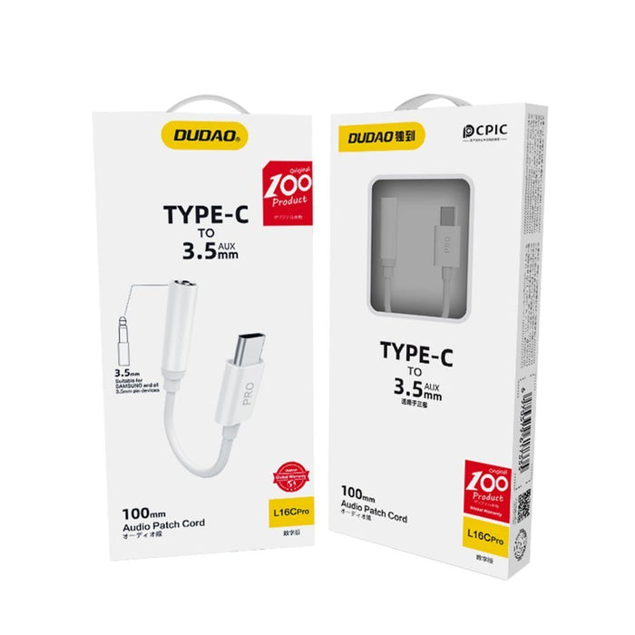 Dudao audio adapter headphone adapter from USB Type C to mini jack 3.5 mm white (L16CPro white)