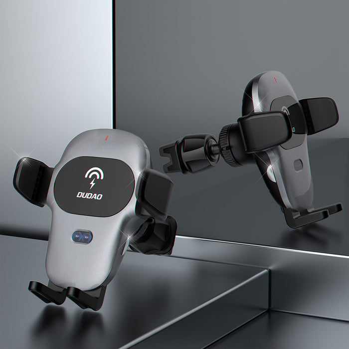 Dudao Automatic Car Holder with Built-in Qi 15W Wireless Charger Gray (F20xs)