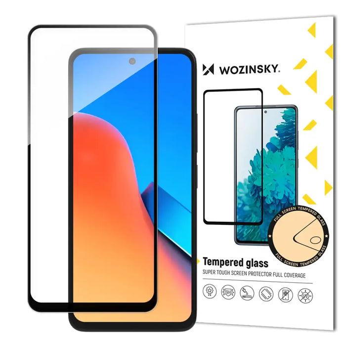 Durable Wozinsky Full Glue Full Screen Tempered Glass with Frame for Xiaomi Redmi 12 - Black - Cell phone tempered
