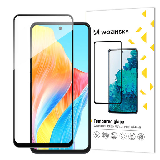 Durable Wozinsky Full Glue Full Screen Tempered Glass with Frame for Oppo A98 5G - Black - Cell phone cases