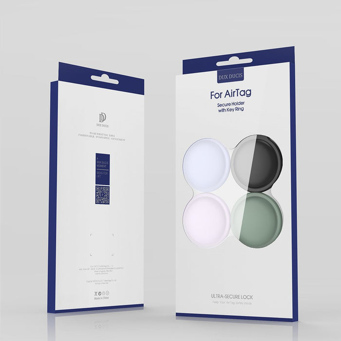 Dux Ducis 4pcs set Silicone flexible cover keychain loop case for Apple AirTag (Black / Green / Pink / Blue) - Cell