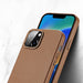 Dux Ducis Grit Leather Case for iPhone 14 Plus Elegant Faux Leather Cover (MagSafe Compatible) Brown - Cell phone cases