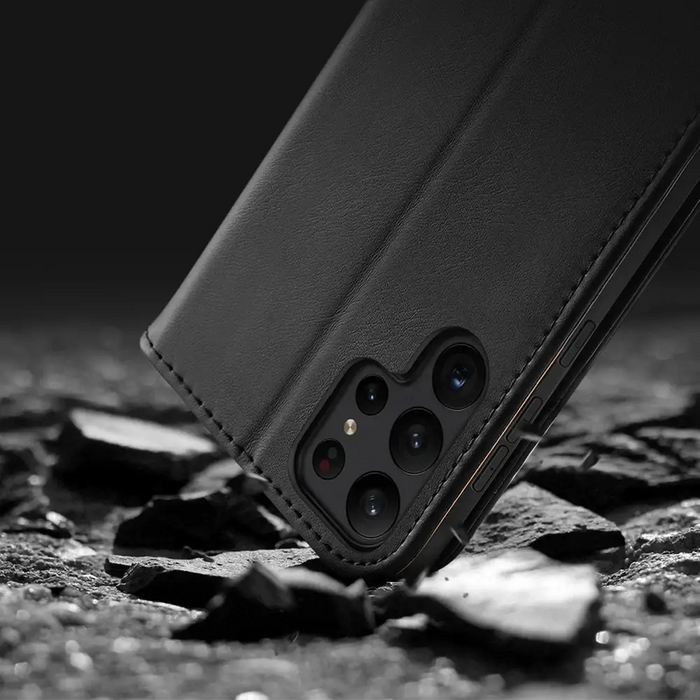 Dux Ducis Hivo Case for Samsung Galaxy S23 Ultra Flip Cover Wallet Stand RFID Blocking Brown - Cell phone cases
