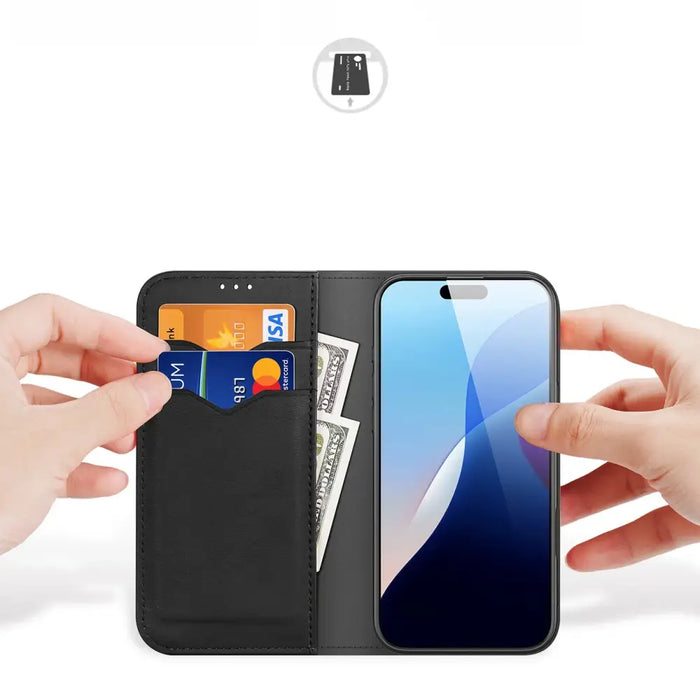 Dux Ducis Hivo iPhone 16 Case with Flip and RFID Protection - Black - Cell phone cases and covers<<<HurtelXML