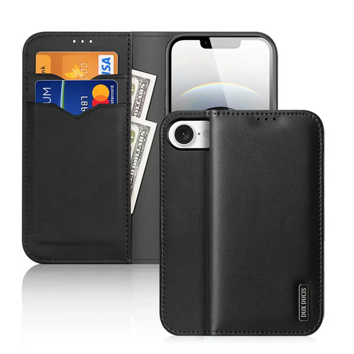 Dux Ducis Hivo iPhone 16e Case with Flip and RFID Protection - Black - Cell phone cases and covers<<<HurtelXML
