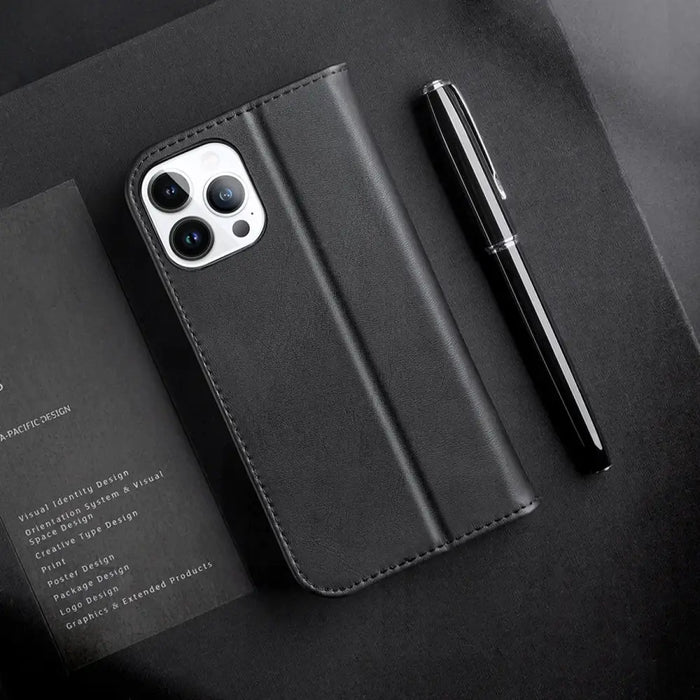 Dux Ducis Hivo Leather Flip Cover Genuine Leather Wallet for Cards and Documents iPhone 14 Pro Red - Cell phone cases