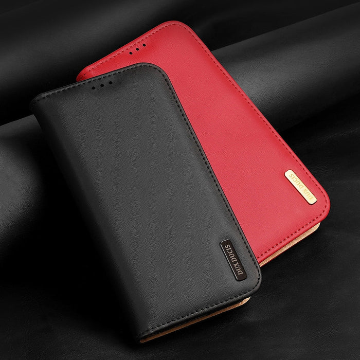 Dux Ducis Hivo Leather Flip Cover Genuine Leather Wallet for Cards and Documents iPhone 14 Pro Max Black - Cell phone