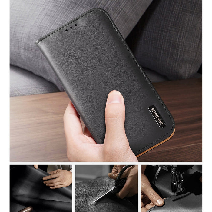 Dux Ducis Hivo Leather Flip Cover Genuine Leather Wallet for Cards and Documents iPhone 14 Pro Max Red - Cell phone
