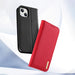 Dux Ducis Hivo Leather Flip Cover Genuine Leather Wallet for Cards and Documents iPhone 14 Plus Red - Cell phone cases