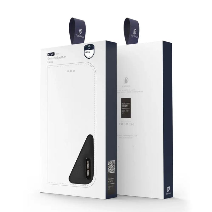 Dux Ducis Hivo Leather Flip Cover Genuine Leather Wallet for Cards and Documents iPhone 14 Pro Red - Cell phone cases