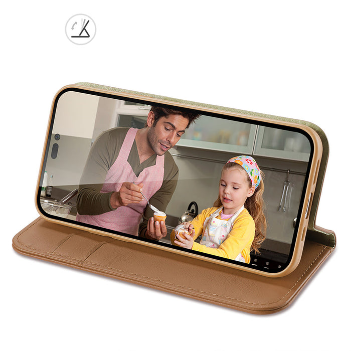 Dux Ducis Hivo Leather Flip Cover Genuine Leather Wallet for Cards and Documents iPhone 14 Pro Brown - Cell phone cases