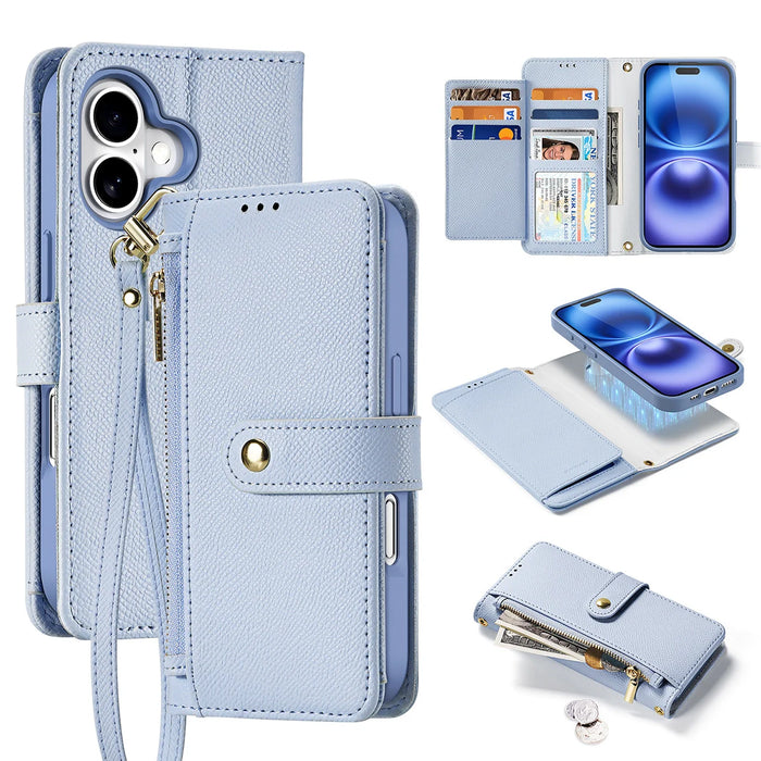 Dux Ducis Lawa iPhone 16 Leather Case with Detachable Magnetic Wallet - Blue - Cell phone cases and covers<<<HurtelXML