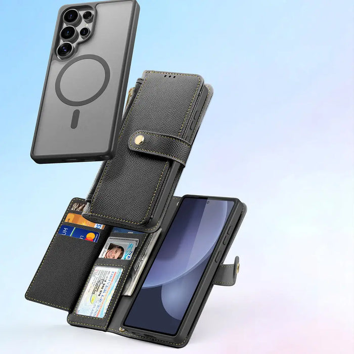 Dux Ducis Lawa Leather Case for Samsung Galaxy S25 Ultra with Detachable Magnetic Wallet - Black - Cell phone cases