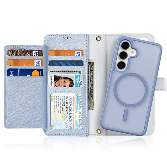 Dux Ducis Lawa Leather Case for Samsung Galaxy S25 with Detachable Magnetic Wallet - Blue - Cell phone cases