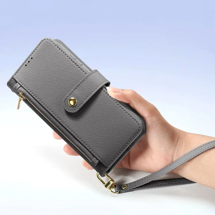 Dux Ducis Lawa Leather Case for Samsung Galaxy S25 with Detachable Magnetic Wallet - Gray - Cell phone cases
