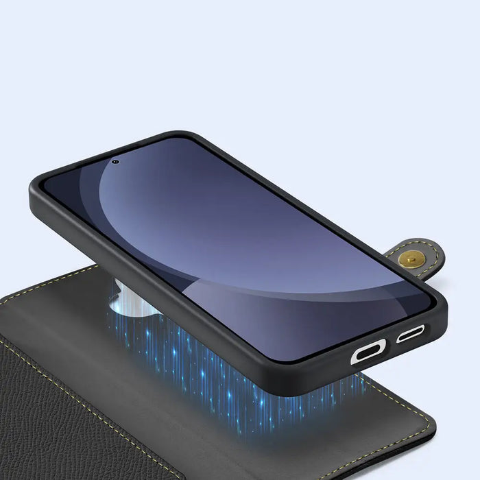 Dux Ducis Lawa Leather Case for Samsung Galaxy S25 with Detachable Magnetic Wallet - Black - Cell phone cases