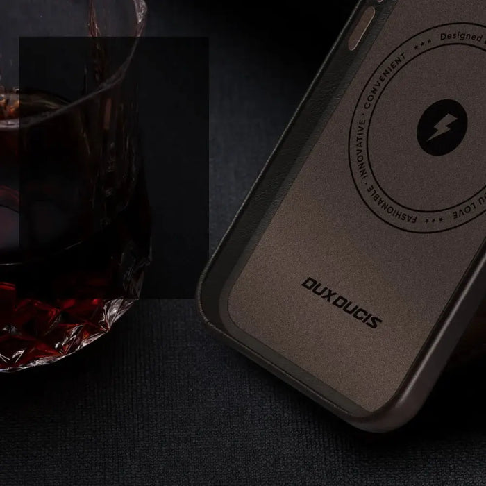 Dux Ducis Naples Case for iPhone 14 Leather Cover (MagSafe Compatible) Dark Brown - Cell phone cases