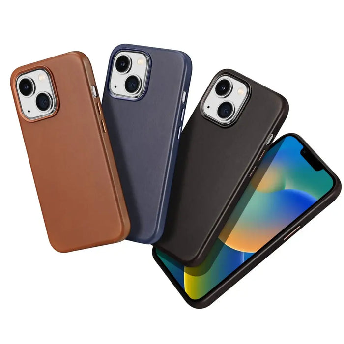 Dux Ducis Naples Case for iPhone 14 Leather Cover (MagSafe Compatible) Dark Brown - Cell phone cases