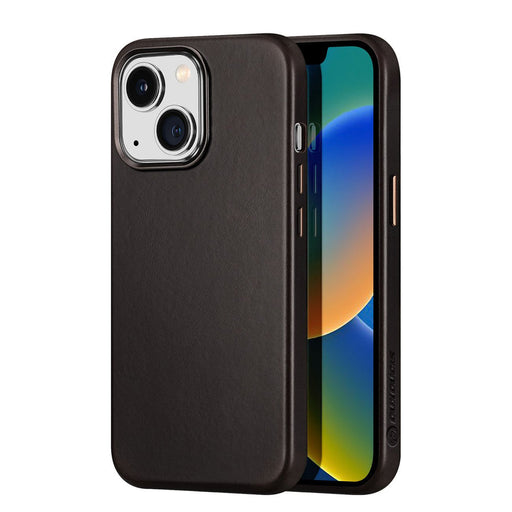Dux Ducis Naples Case for iPhone 14 Plus Leather Cover (MagSafe Compatible) Dark Brown - Cell phone cases