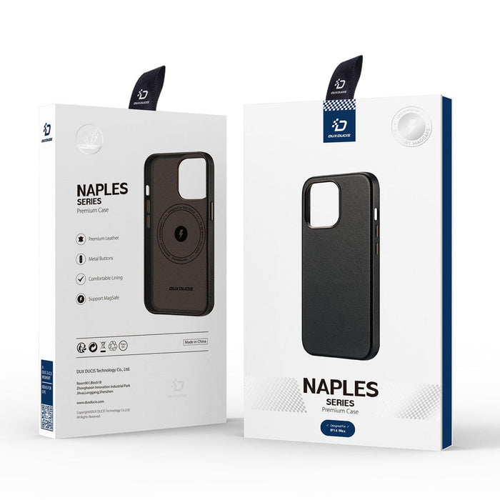 Dux Ducis Naples Case for iPhone 14 Plus Leather Cover (MagSafe Compatible) Dark Brown - Cell phone cases