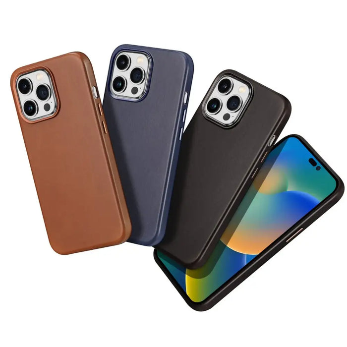 Dux Ducis Naples Case for iPhone 14 Pro Leather Cover (MagSafe Compatible) Dark Brown - Cell phone cases