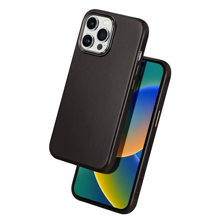 Dux Ducis Naples Case for iPhone 14 Pro Leather Cover (MagSafe Compatible) Dark Brown - Cell phone cases