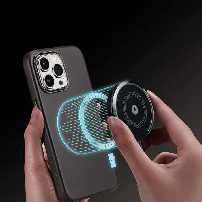 Dux Ducis Naples Case for iPhone 14 Pro Max Leather Cover (MagSafe Compatible) Dark Brown - Cell phone cases