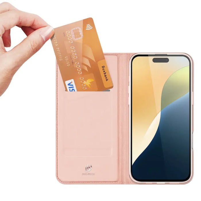 Dux Ducis Skin Pro iPhone 16 Case with Flap and Card Slot - Pink - Cell phone cases and covers<<<HurtelXML