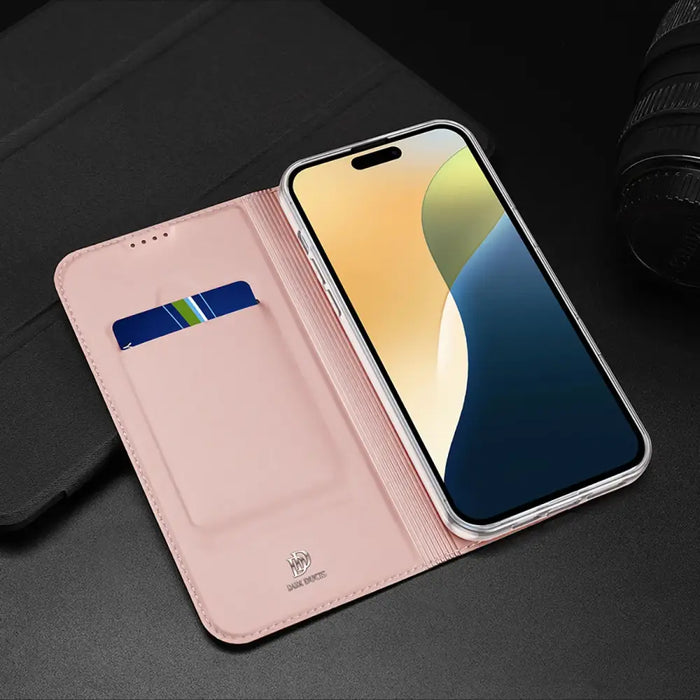 Dux Ducis Skin Pro iPhone 16 Case with Flap and Card Slot - Pink - Cell phone cases and covers<<<HurtelXML