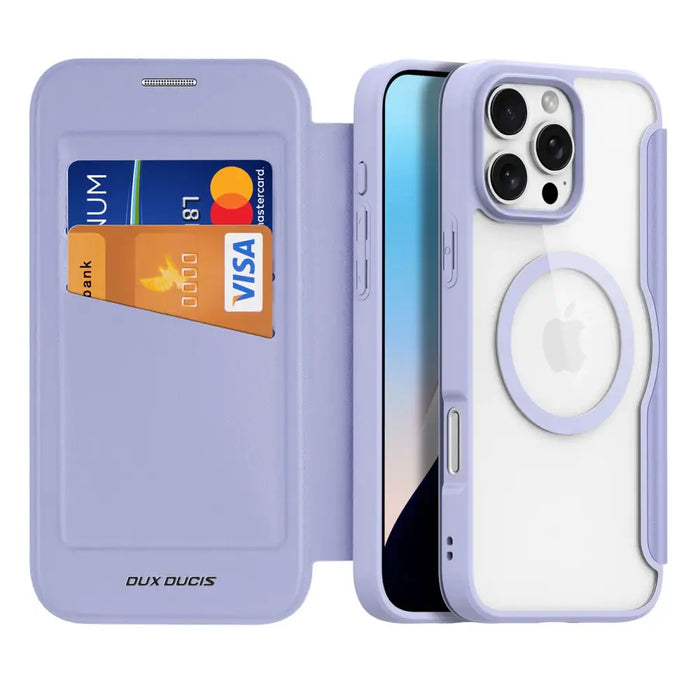 Dux Ducis Skin X Pro iPhone 16 Pro Case with MagSafe and Flip Cover - Purple - Cell phone cases and covers<<<HurtelXML