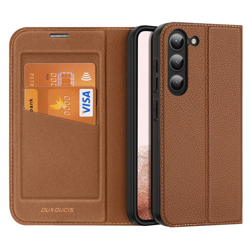 Dux Ducis Skin X2 case Samsung Galaxy S23+ flip case wallet stand brown - Cell phone cases and covers<<<HurtelXML