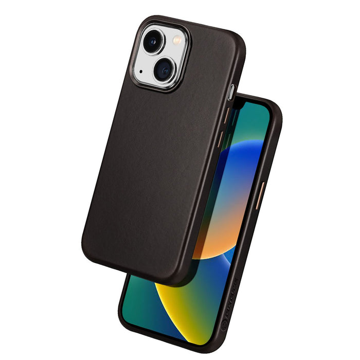 Dux Ducis Naples Case for iPhone 14 Plus Leather Cover (MagSafe Compatible) Dark Brown