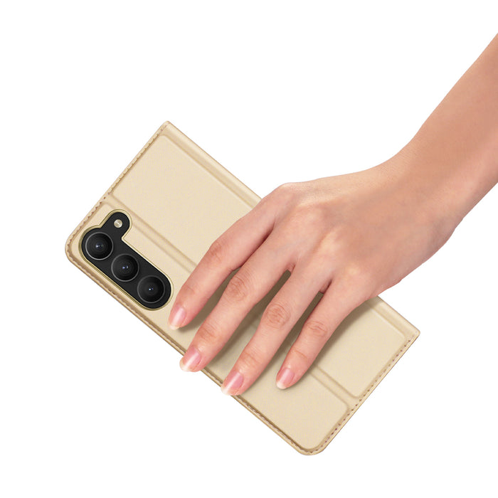 Dux Ducis Skin Pro Case for Samsung Galaxy S23+ Flip Card Wallet Stand Gold